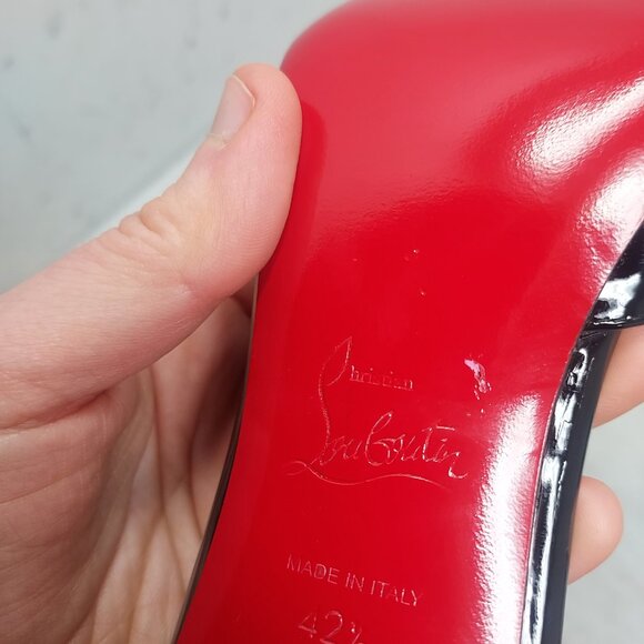 Christian Louboutin Patent Black Iriza Leather Half-d'Orsay Pump Heel Shoe - Picture 7 of 13